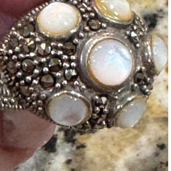 Vintage Sterling Silver 925 Moonstone Snail Ring 7 - Picture 2 of 5